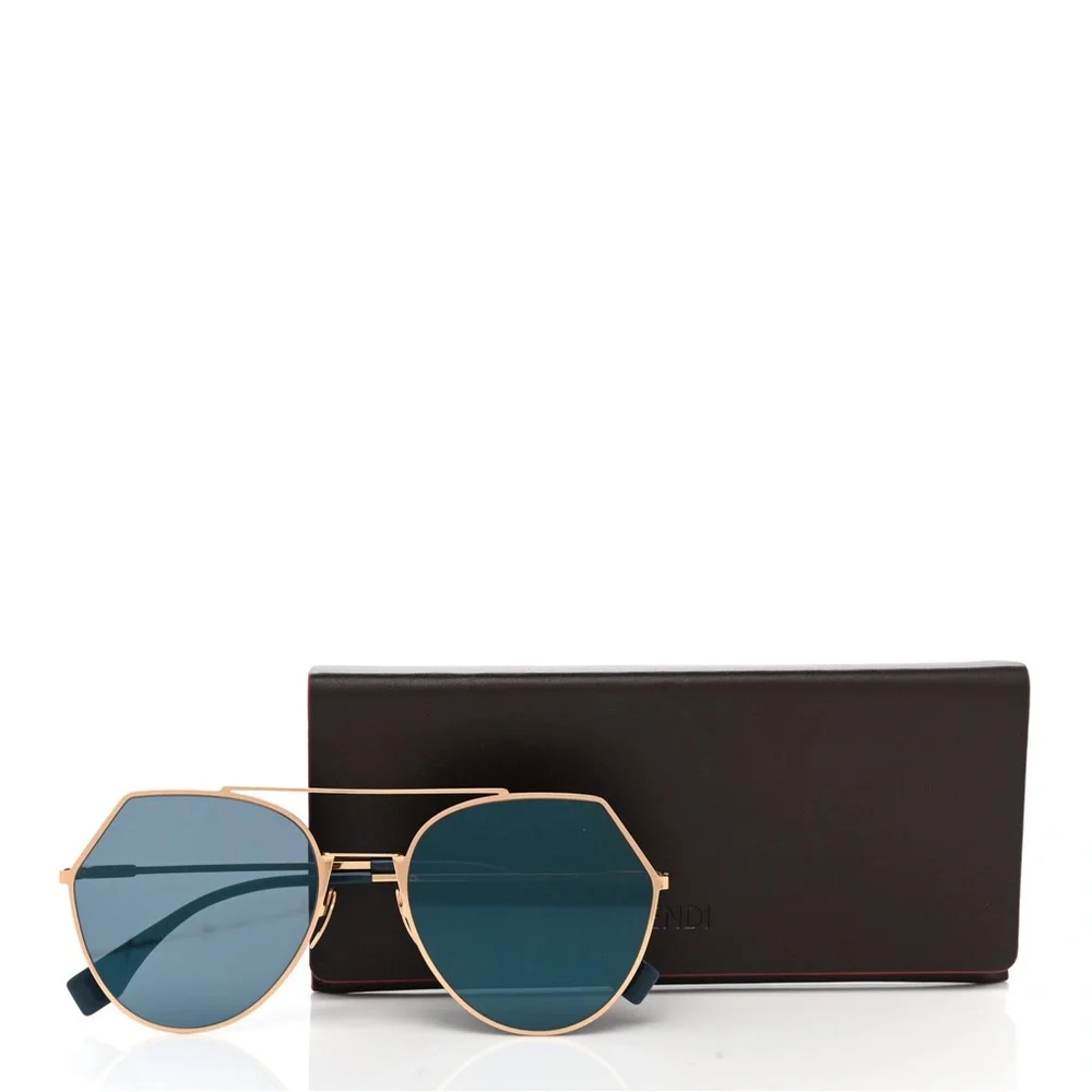 💯 - New Authentic Fendi Eyeline Blue Metal Sunglasses FF 0194/S 000552A